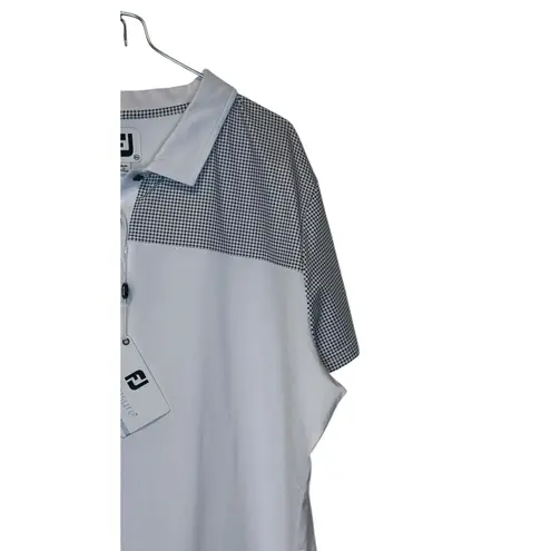 FootJoy Womens Shirt SS Lisle Golf Dot Print Yoke Monterey Country White 2XL NWT