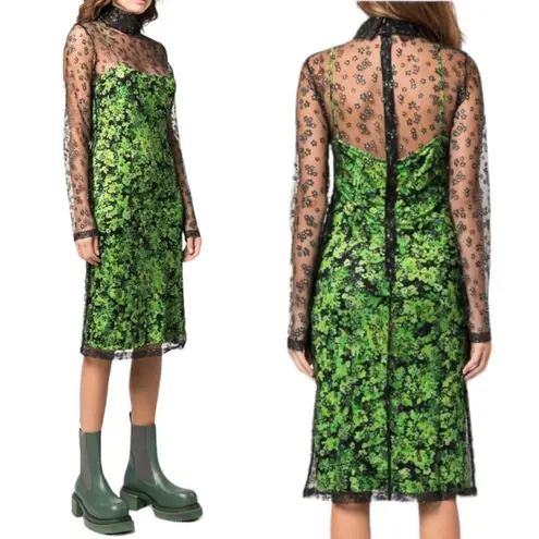 NEW Stine Goya Ibi Floral Pointilism Mesh Overlay Dress with Flaw Size XS