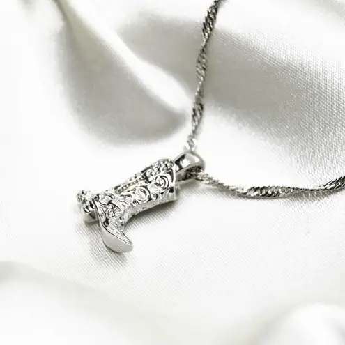 Silver Cowboy Boot Necklace