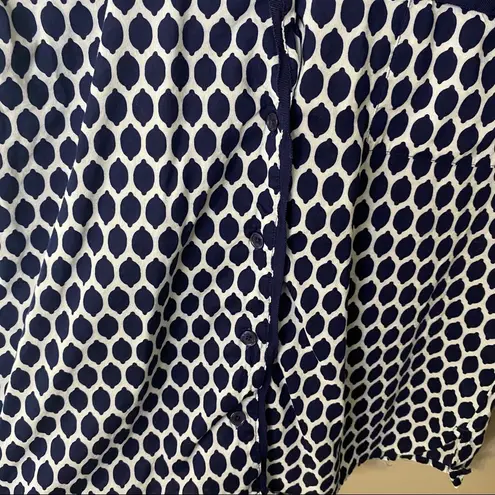 Kate Spade  Pajama Button Down Top Blue Sz Small