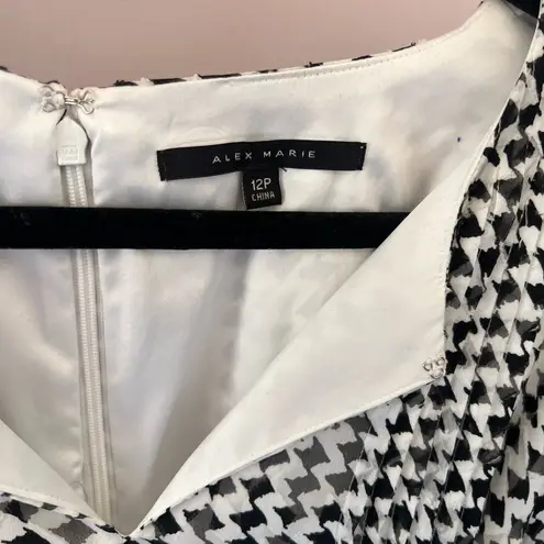 Alex Marie Black and White Sheath Dress with Bishop Sleeves