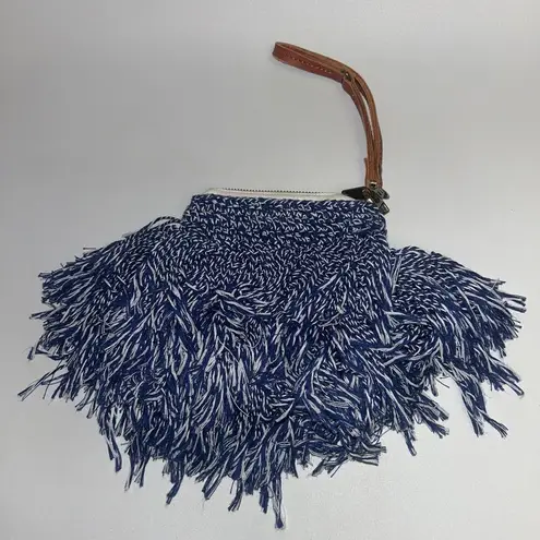 NWOT Elliot Mann Blue White Fringed Zip