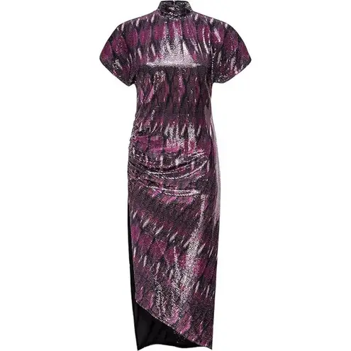 MISA Los Angeles Divia Sequin Party Asymmetric Mock Neck NWT Dress Large $465