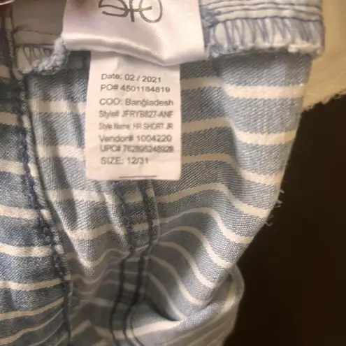 Frayed Jeans High Rise Raw Hem Striped Shorts Size 12 White