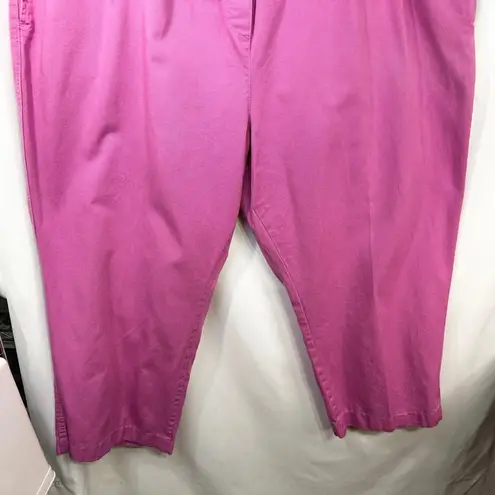 Woman Within Plus Size 36T Cropped Pants Capri Hot Pink Cotton Elastic 1472