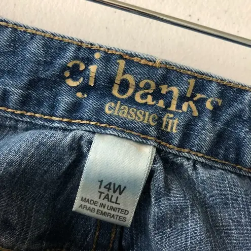 cj banks Womens Jeans Classic Fit Tapered Leg Medium Wash Hemmed 14 Tall