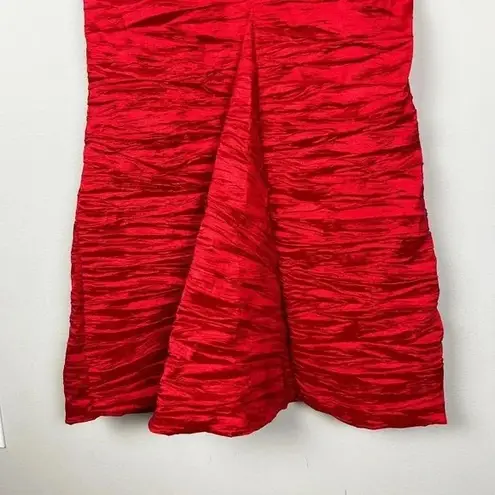 Alex Evenings Gown Dress 12 Red Taffeta Off the Shoulder Formal Cocktail Sheath