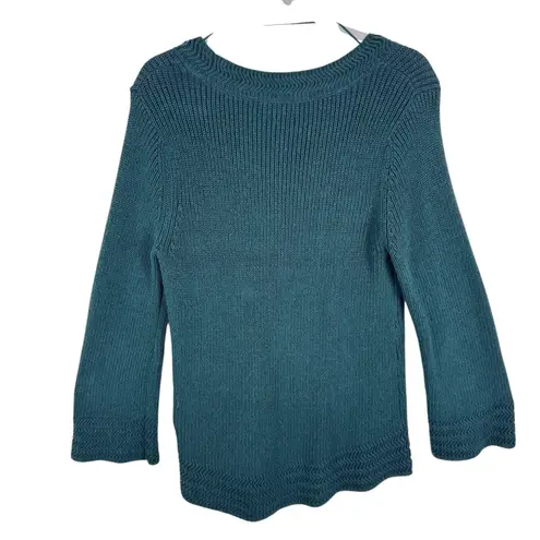 Style & Co Green Emerald Long Flared Sleeve Round Knit Pullover Sweater Size M Size M