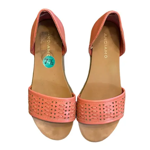 Andiamo Abailey Weave Flats/Sandals Salmon Peach 7.5 7.5W Boho Faux Leather Pink