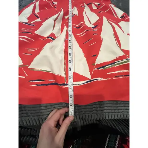 Maeve Sz 6 Anthropologie Sleeveless Dress Sailboats Red White Coastal Preppy