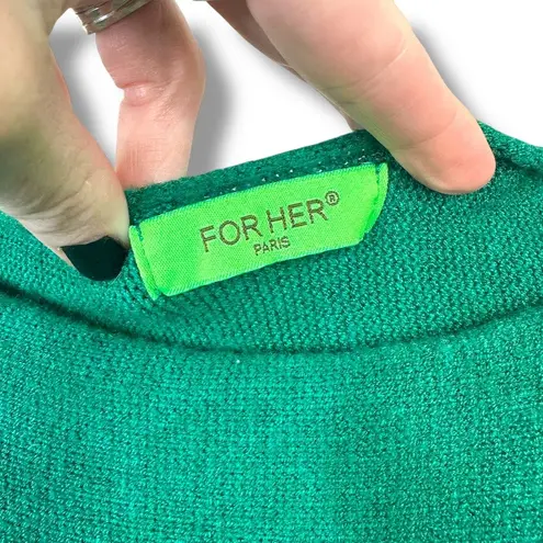 FOR HER PARIS Lana Wool Green Italian Boutique Boat Neck Quarter