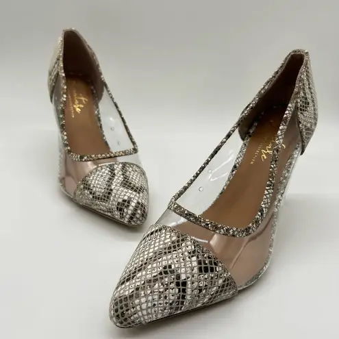 Journee Collection Journee Women 9 Gray Genuine Leather Gabbie Snake Embossed Pointed Toe Pump