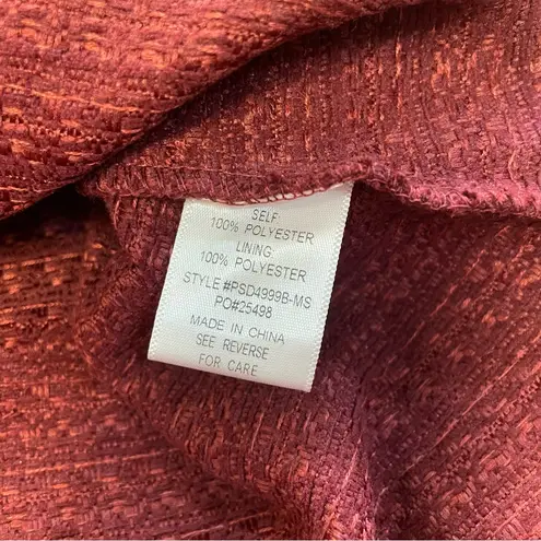 Lena & Lou Deep Red Woven Empire Waist Babydoll Midi Dress Puff Sleeves 1X New