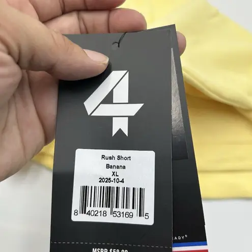 Fourlaps Rush Shorts Womens XL Banana Stretch Gym Athleisure NWT MSRP $58 Yellow