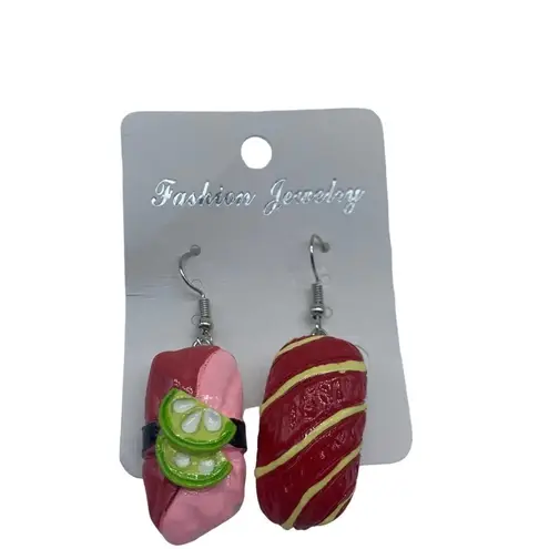 Unbranded NEW red,pink and white sushi earrings Pink