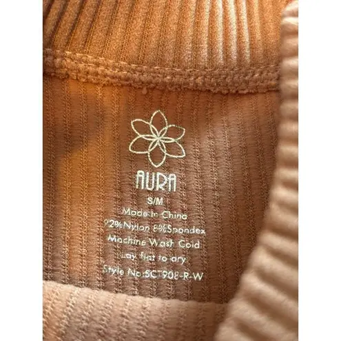 Aura Women's Ribbed Knit Sleeveless Top S/M Beige