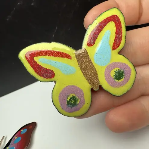 Colorful Butterfly Insect Brooch Pin Lot Of 3 Multicolor