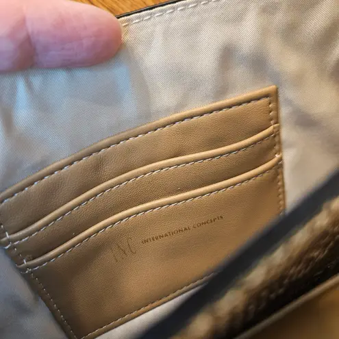 INC International Concepts Glam Snakeskin Gold Chain Embossed Crossbody 11x7 New Black