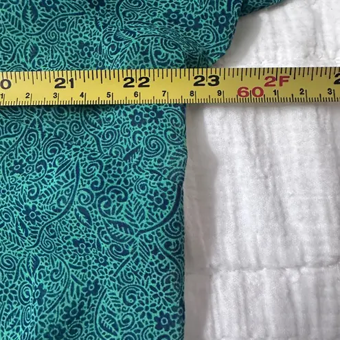 CAbi  5208 Bountiful Navy and Green Sheer Blouse Pullover shirt size XL