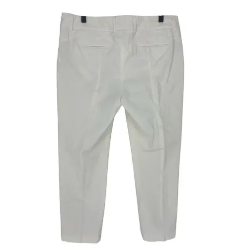 Piazza Sempione Kim White Cotton Blend Trousers with Side Zip & Slim Leg