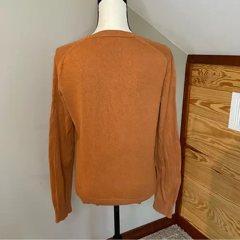 Banana Republic  Gold Orange Silk Cotton Cashmere Blend V-Neck Sweater Small