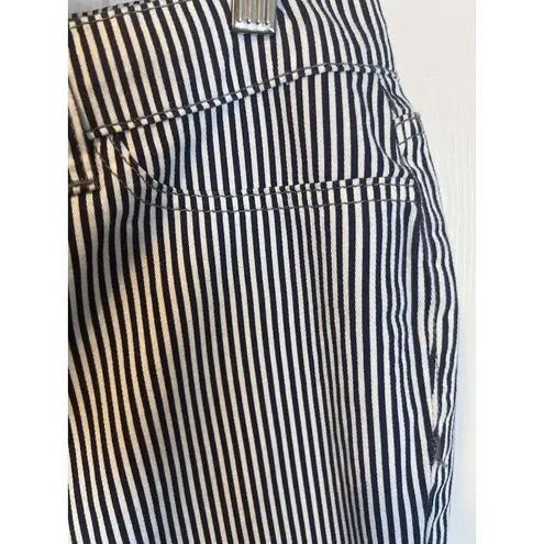 Ética Women’s Navy White Striped Straight Ankle Leg Jeans Size 5 (XL) Nautical Blue