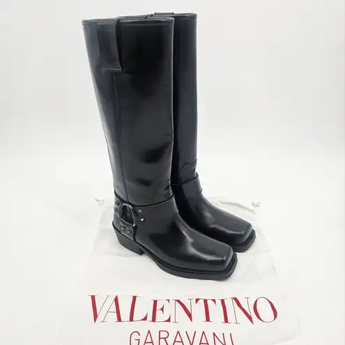 Valentino Garavani Valentino Rockstud Knee-high Leather Boots Black