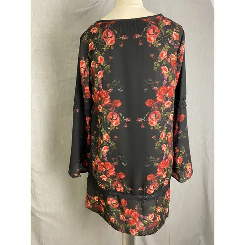 Taylor & Sage NWT Dark Floral Bell Sleeve Dress Whimsygoth Fairycore L