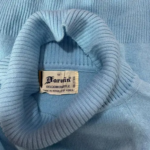 Vintage Farvin Cashmilon Acrylic Blend Turtleneck Sweater Light Blue Size M