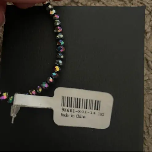 Icing NWT Iridescent Beaded Cross Elastic Bracelet