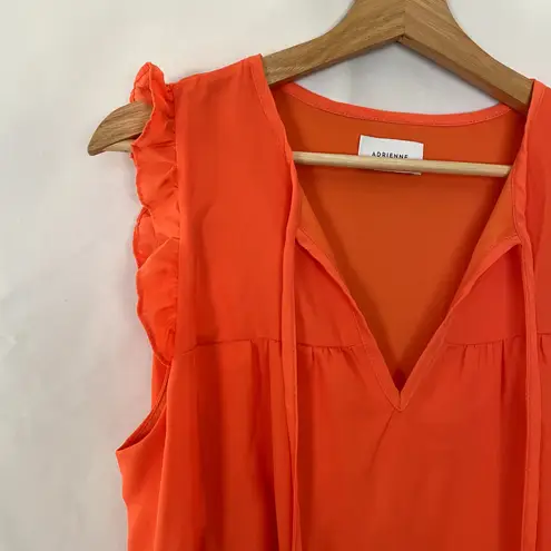 Adrienne bright orange sleeveless summer sundress women's size large frilly