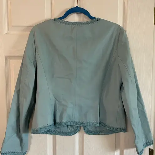 Nine West Vintage  Leather Jacket Powder Blue Size Large.