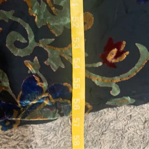 Cache  size 12 vintage floral silk Black Green Patterned Maxi Dress 90s guest