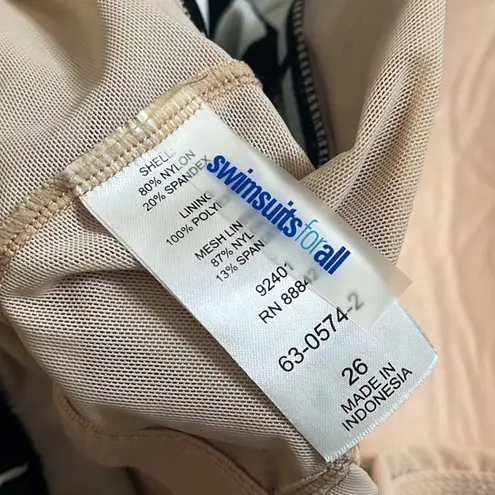 Swimsuits for All Swimdress Swim Dress One Piece Swimsuit Black White 26 New