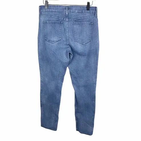 NYDJ Skinny Fit Blue Denim Jeans Snakeskin Fish Scale Print Women's Size 6