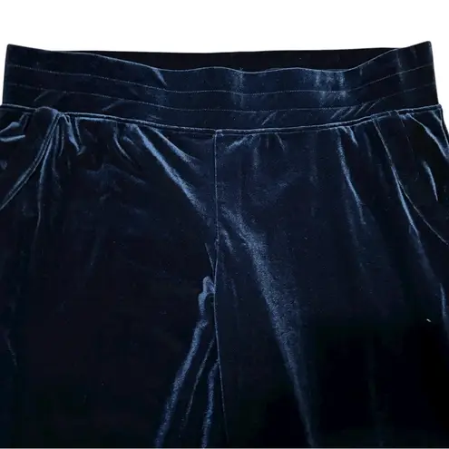 Liverpool Pull-On Stretch Velvet Joggers Midnight Blue Sz LG Holiday Pockets