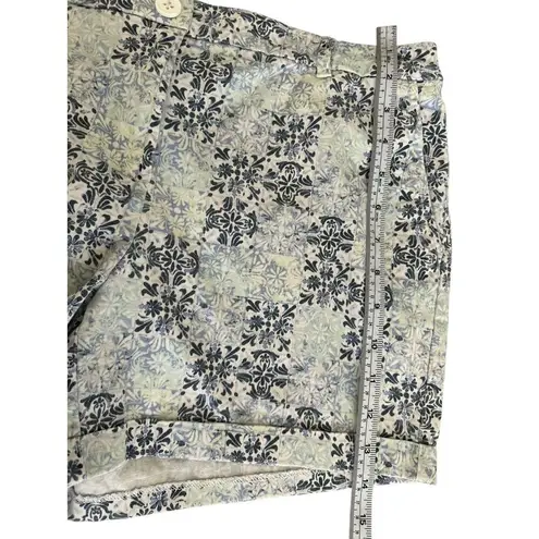 Juniper + Lime Blue Floral Cotton Womens Chino Cuffed Shorts Size 10