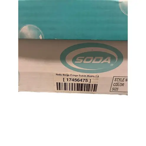 Soda Cowboy Boots Womens 7.5 Nude Tan Faux Suede Side Zip Fringe Calf High NEW