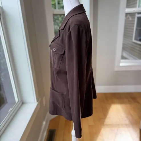 Vintage 90s Fashion Bug Chocolate Brown Faux Suede Jacket Double Pockets Large