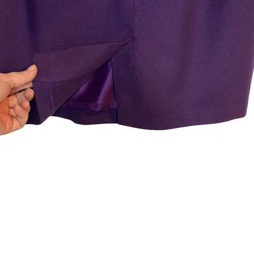Sag Harbor Vintage 100% Pure Wool Plum Pencil Skirt Womens Size 14 Lined Slit