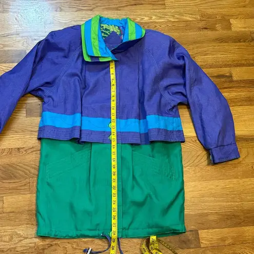 None Women’s 80s Replica Retro Vintage Inspired Purple Green Windbreaker Coat Jacket