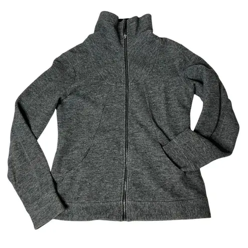 IBEX Merino Wool Jacket Sweater Heather Grey Full Zip Womens Size Medium USA Gray