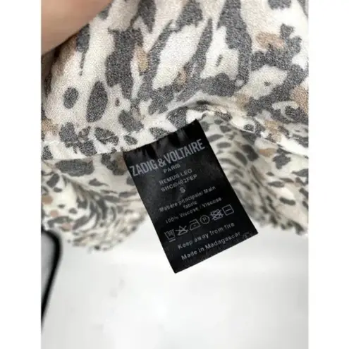 Zadig & Voltaire Remus Leo Leopard Long Sleeve Button Down Mini Dress Size Small