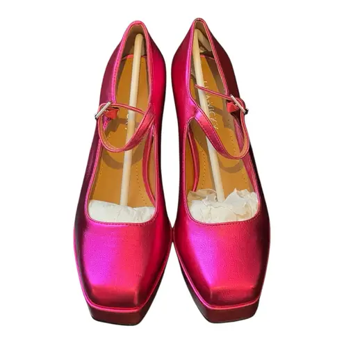 Lisa Vicky Notice Mary Jane Platform Pump Metallic Pink Finish Women's Size 6 M