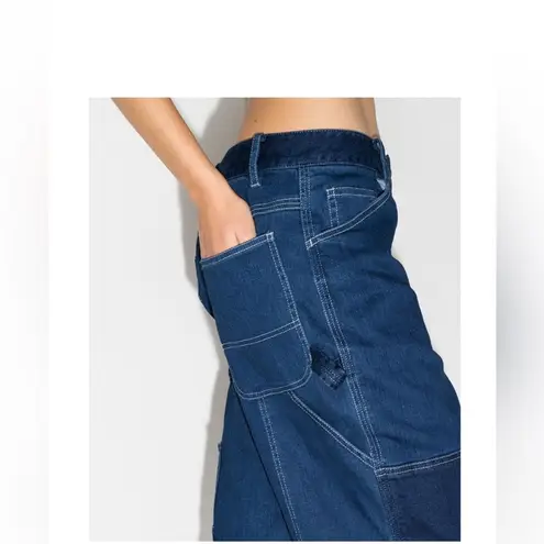 STAUD Mixed Denim Painter Cargo Blue Pants/Jeans Womens size 10