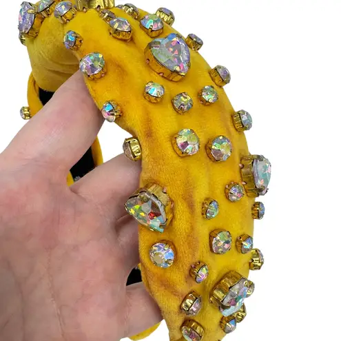 Lele Sadoughi Crystal Heart Headband Yellow Velvet Knot Anthropologie