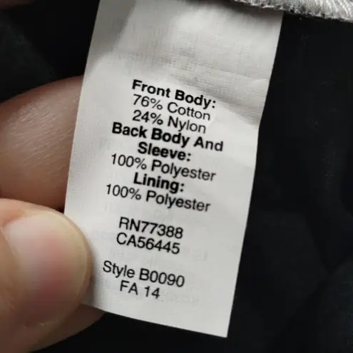 NWT J. CREW Size Medium Top Gray Black Lace Front Scallop Hem Keyhole Back Shirt