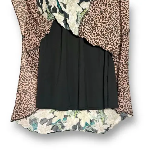 Anthropologie Skirt Small SEN Pleated Animal Print Floral Asymmetrical Pull On