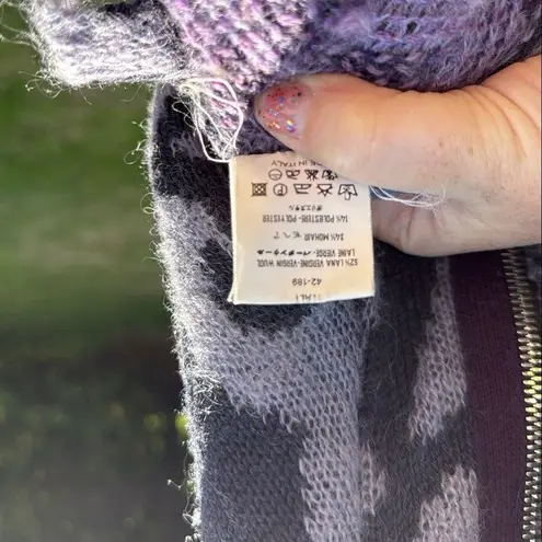 Pier Antonio Gaspari Stylish purple Patterned Women's Sweater size 8 Italy Gray