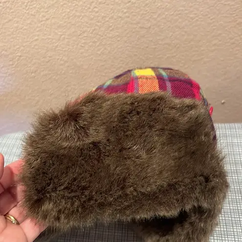 D&Y  Plaid Faux Fur Lined Trapper Hat
